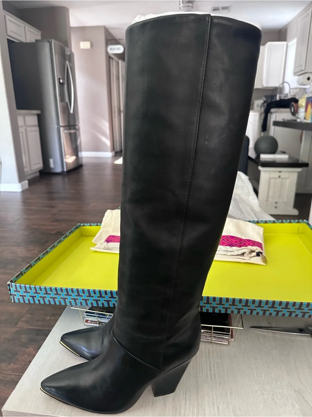 Tory Burch Black Leather Knee-High Boots